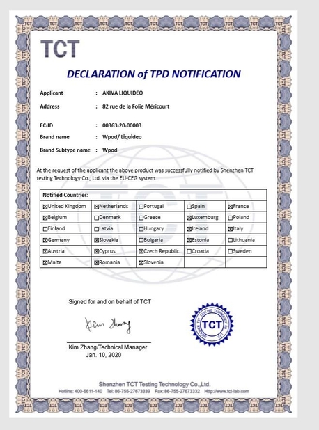 Chine VFREED TECH LIMITED certifications